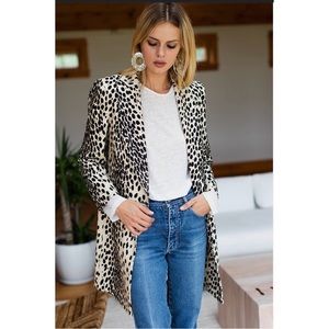 NWT Emerson Fry Wingtip Coat - Leopard Linen